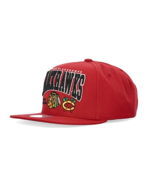 Mitchell & Ness Accessoires ,Rood ,Polyester Chicago Blackhawks Nhl Champ Snapback Pet in het Red voor heren
