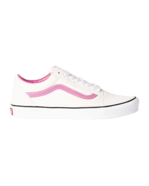 Vans Pink Weiße Low-Top-Sneaker Mit Rosa Details