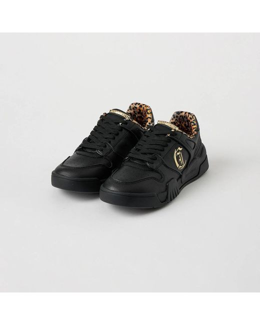 Just Cavalli Black Sneakers mit leopardenmuster