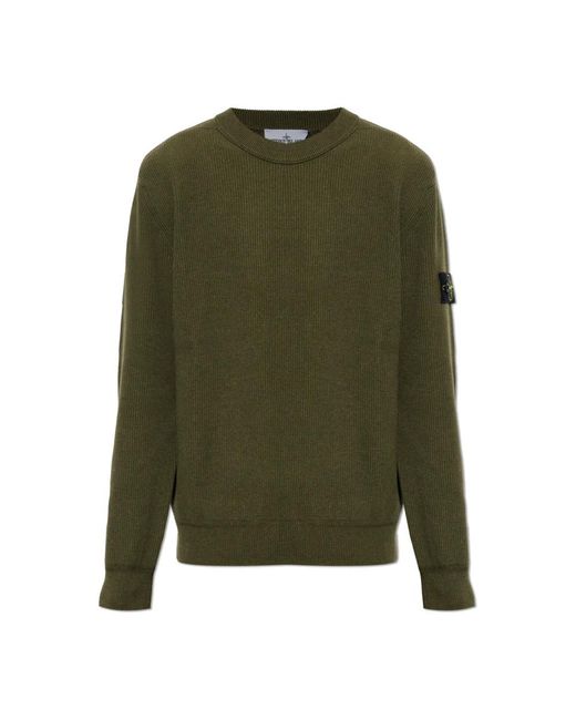 Stone Island Green Round-Neck Knitwear for men