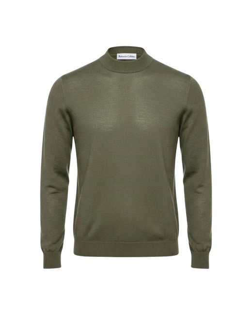 Roberto Collina Green Round-Neck Knitwear for men