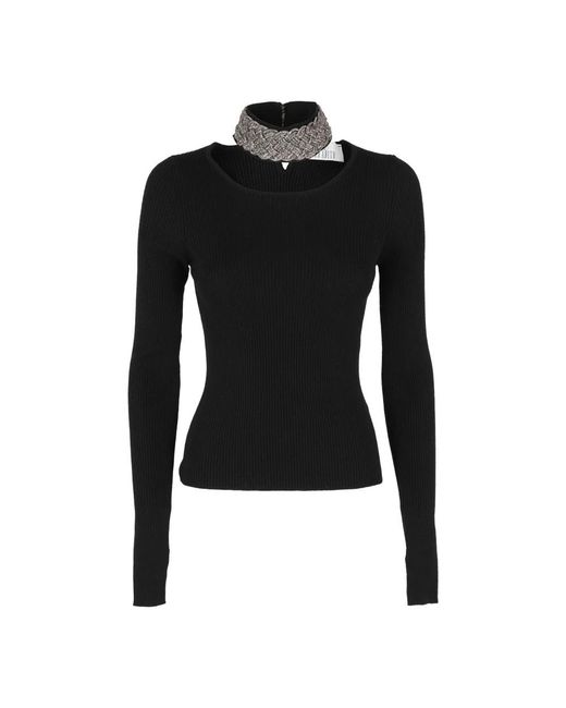 GIUSEPPE DI MORABITO Black Crystal Embellished Knit Top