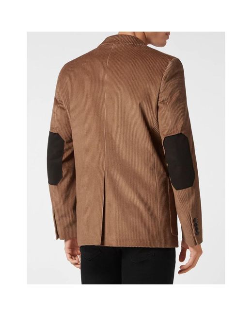 Philipp Plein Jassen ,Katoen Corduroy Blazer Gigolò Fit Iconic in het Brown voor heren