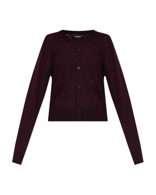 DSquared² Wol Cardigan Met Zakken in het Purple