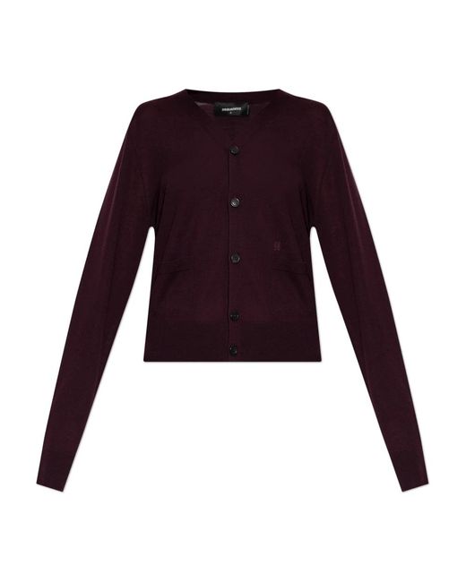 DSquared² Wol Cardigan Met Zakken in het Purple