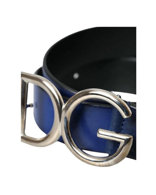 Dolce & Gabbana Blauer ledergürtel metallschnalle in Blue für Herren