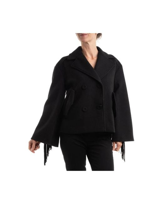 Kaos Black Double-Breasted Coats