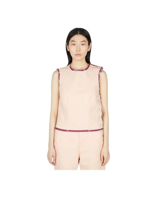 Raf Simons Natural Sleeveless Tops