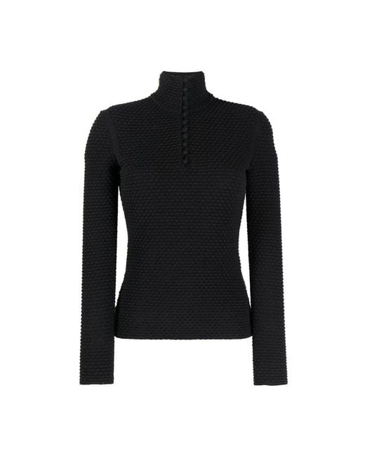 Ferragamo Truien & Vesten ,Zwart ,Katoen Mock-Neck Trui in het Black
