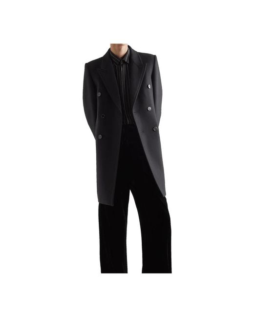 Saint Laurent Black Double-Breasted Coats for men