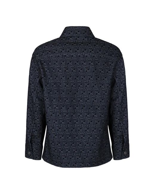 Fendi Jassen ,Blauw ,Denim Stijlvolle Denimjack Met Ff Motif in het Blue voor heren