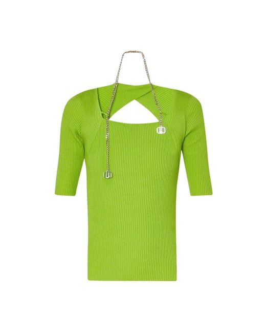 Costillas cuello cuadrado mangas 3/4 cadena logo top Liu Jo de color Green