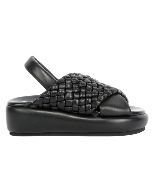 Strategia Black Flat Sandals
