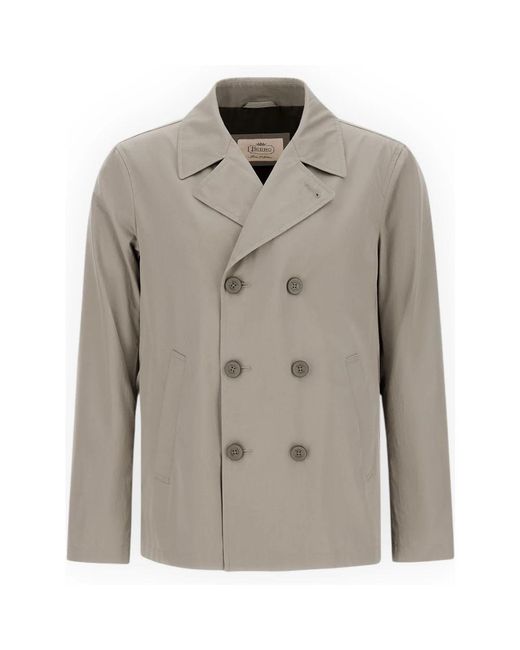 Herno Gray Double-Breasted Coats for men
