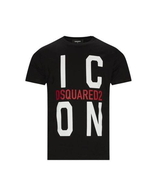 DSquared² Zwart T-Shirt Met Print, Korte Mouwen in het Black voor heren