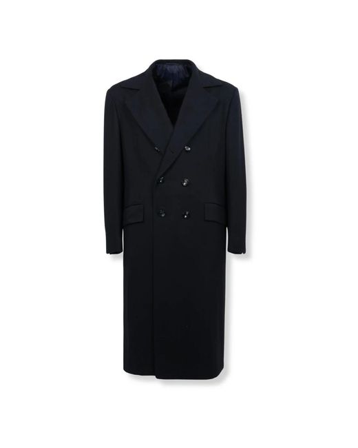 Kiton Jassen ,Blauw ,Leer Lange Double-Breasted Jas in het Black voor heren