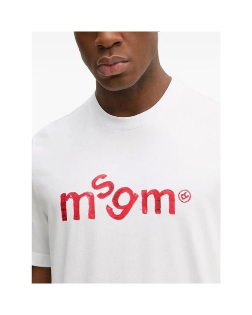 MSGM White T-Shirts for men