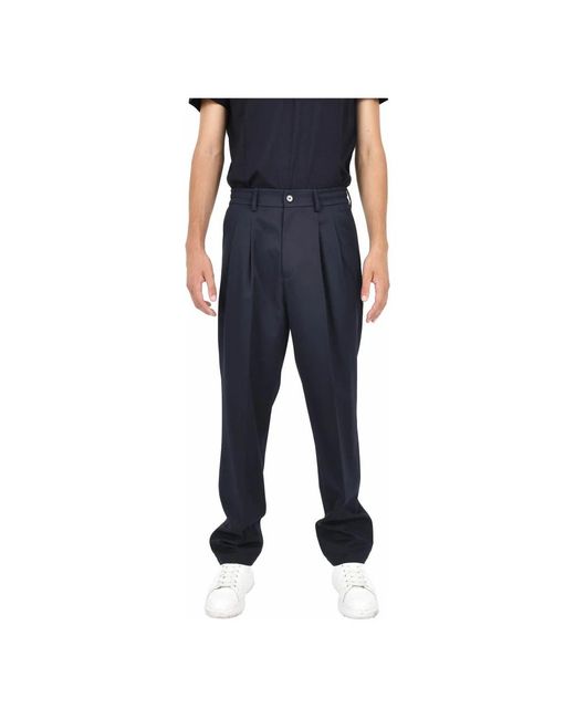 Low Brand Blue Straight Trousers for men