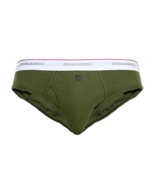 DSquared² Ondergoed ,Groen ,Leer Ribbed Briefs in het Green voor heren