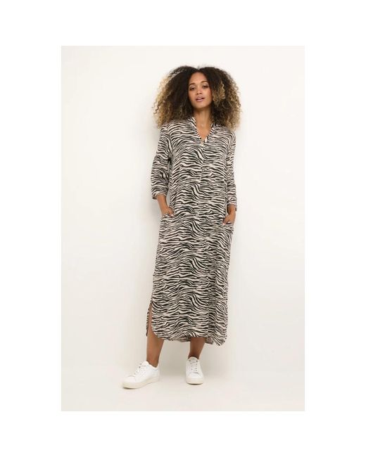 Cream Kleedjes ,Zwart ,Linnen Zwarte Linnen Kaftan Jurk in het Gray