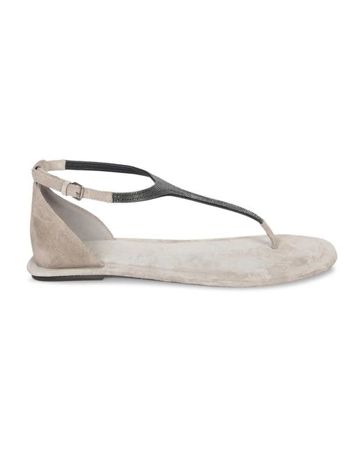 Flat Sandals di Brunello Cucinelli in Metallic