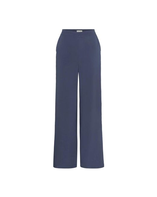 Part Two Broeken ,Blauw ,Elastische Taille Wijde Pijp Broek Oceana in het Blue
