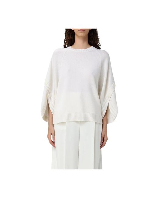 Max Mara Relaxed-Fit Gebreide Top Met Ronde Hals in het White