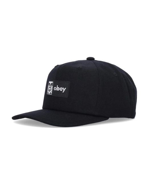Obey Accessoires ,Zwart ,Wol Klassieke Snapback Gebogen Klep Pet Zwart in het Black voor heren