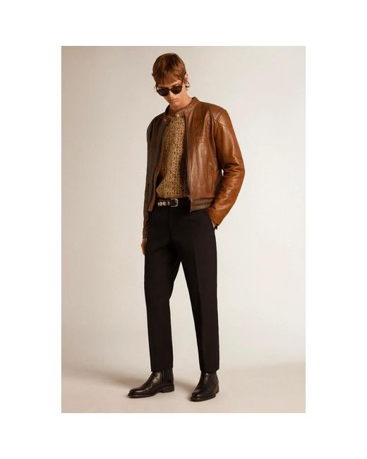 Golden Goose Deluxe Brand Brown Leather Jackets for men