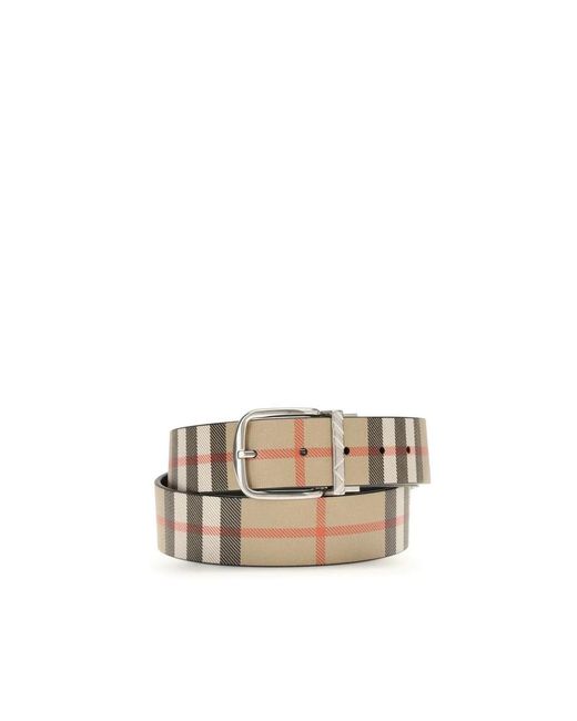 Burberry Accessoires ,Veelkleurig ,Leer The Check Belt in het Natural voor heren