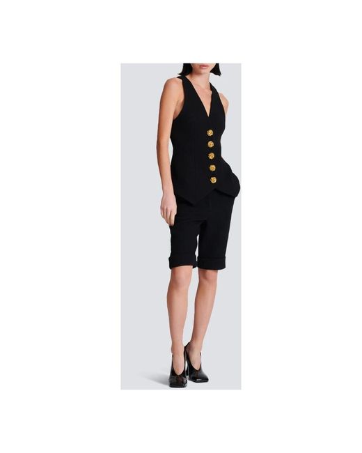 Balmain Black Weste Aus Doppeltem Crêpe