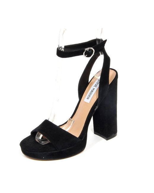 Steve Madden Black Schwarze Wildleder Gesture Sandalen