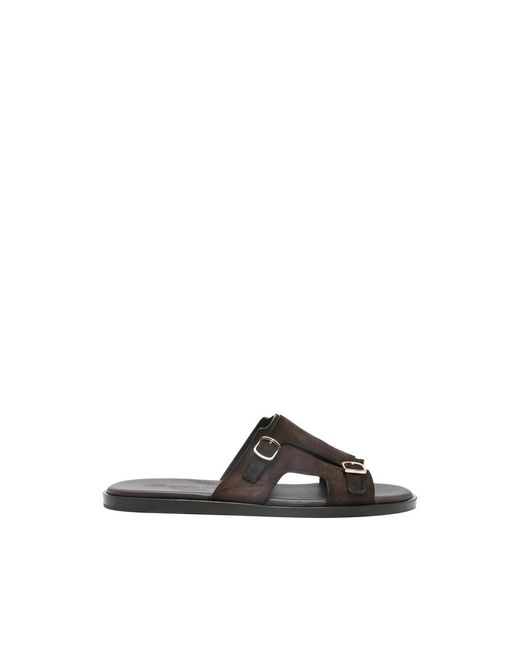 Santoni Slippers Met Gespdetail in het Black voor heren