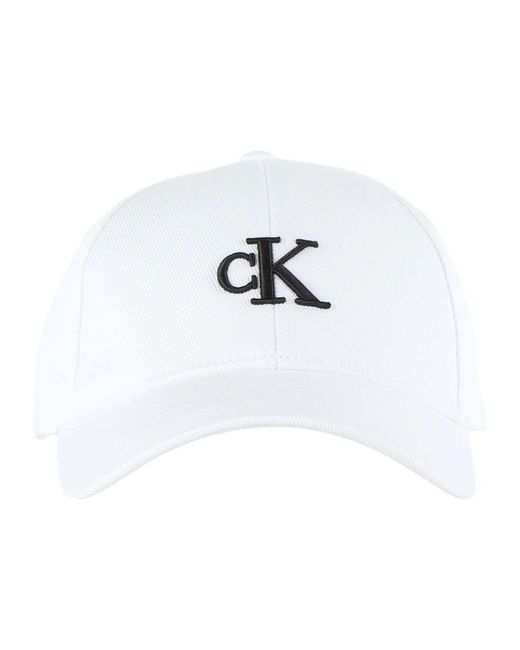 Cappello in cotone con logo ricamato di Calvin Klein in White da Uomo