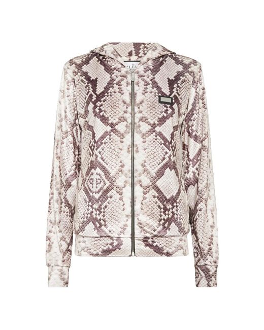 Philipp Plein Pink Zip Hoodie All-Over Python