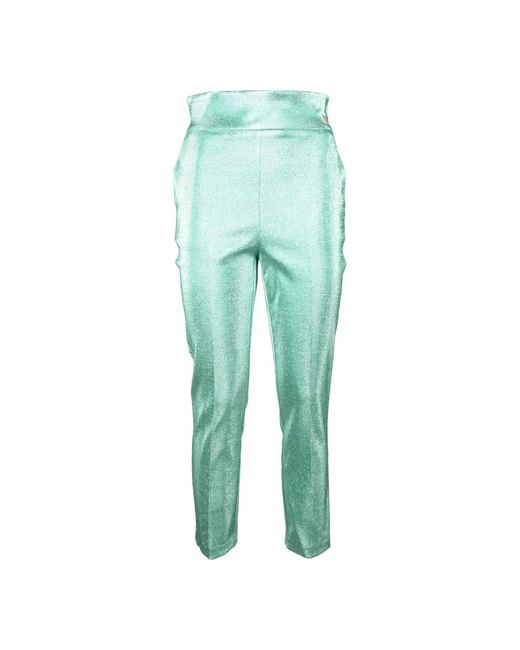 Pantaloni in misto cotone con fibra metallica di Elisabetta Franchi in Green
