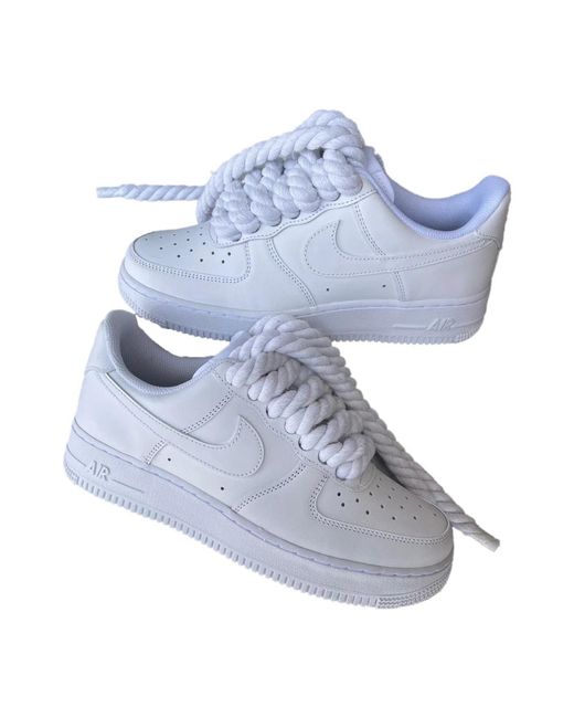 Nike Handgefertigte weiße custom schnürsenkel für air force 1 low in Gray für Herren