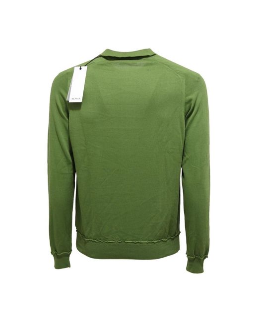 Alpha Studio Green Round-Neck Knitwear for men