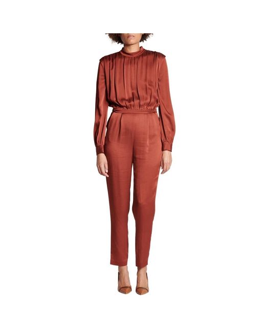 Veronica Beard Jumpsuits & Playsuits ,Bruin ,Polyester Baksteenkleurige Jumpsuit Voor Modebewuste Vrouwen in het Red