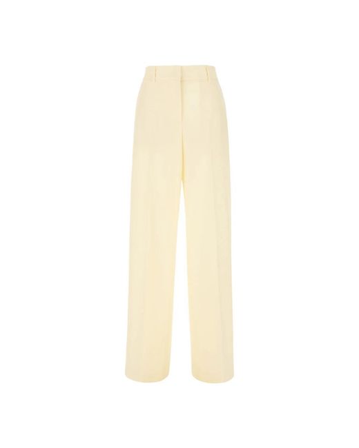 MSGM Broeken ,Wol High-Waist Straight-Leg Tailored Broeken in het Natural