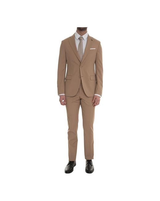 Single Breasted Suits di Paoloni in Brown da Uomo