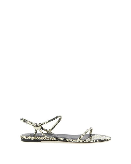 Staud White Cowhide Flat Sandals