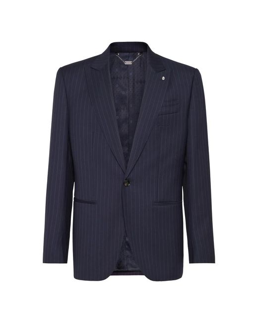 Billionaire Jassen ,Blauw ,Wol Gessato Blazer in het Blue voor heren