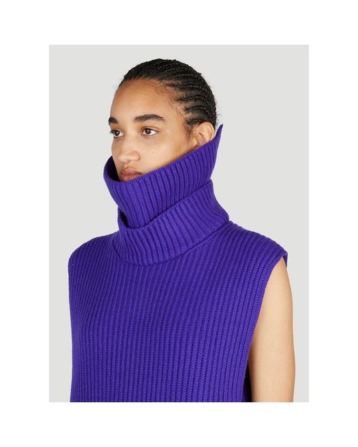 Jil Sander Purple Woll hochhals ärmellose pullover