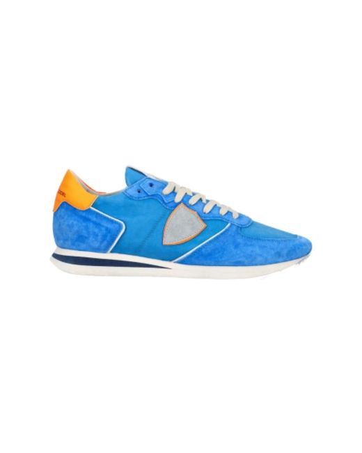 Sneakers in pelle blu/arancione con colletto a contrasto di Philippe Model in Blue da Uomo