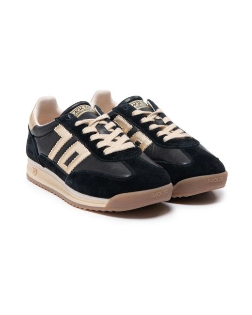 Back70 Schoenen ,Zwart ,Suède Zwarte Leren En Suède Sneakers in het Black