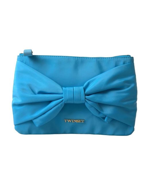 Clutch borsa blu fiocco seta di Twin Set in Blue