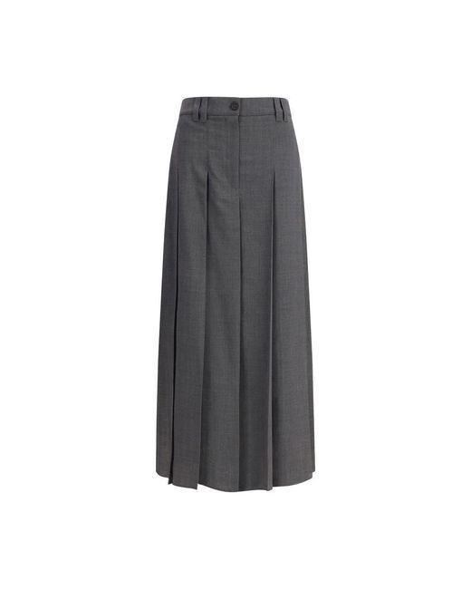 Brunello Cucinelli Geplooide Lange Rok in het Gray