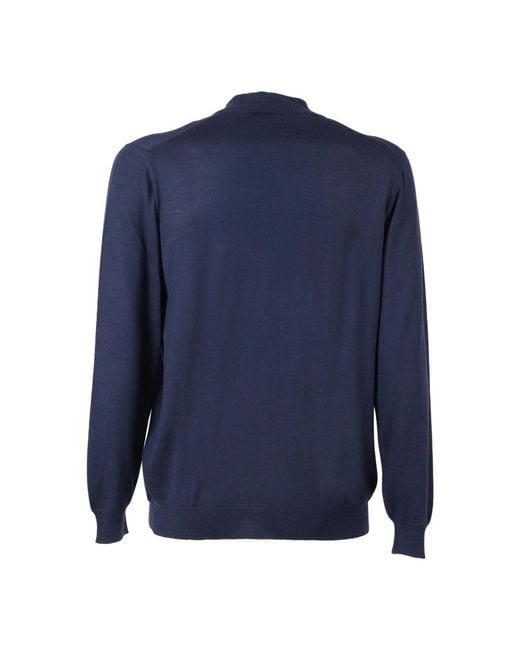 Fedeli Blue Round-Neck Knitwear for men