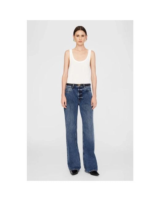 Anine Bing High-Waisted Wide Leg Jeans in het Blue